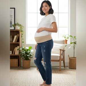 Maternity distressed straight leg jeans size large